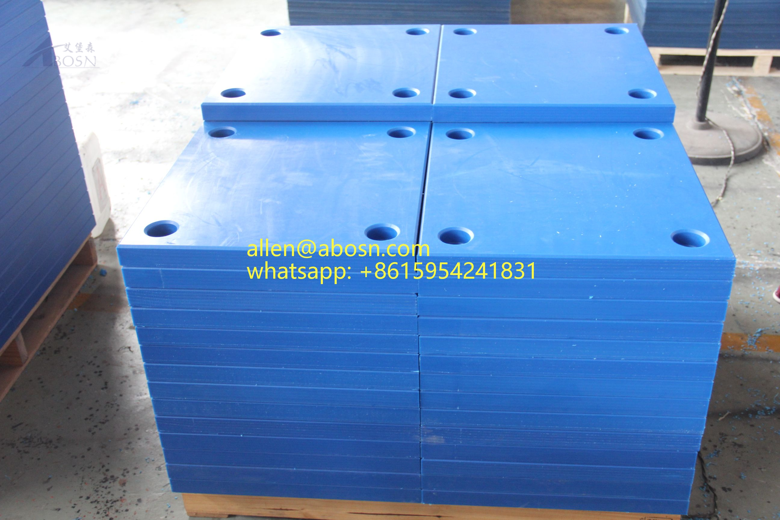 3050 x 1220 mm blaues UHMWPE-Blatt für Marine Fender Pad